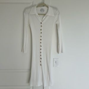 Rihoas Long Sleeve White Button Up Dress
